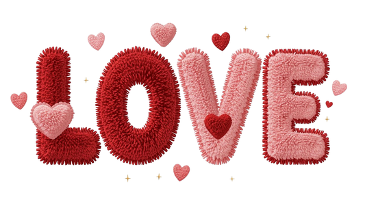 “LOVE” Bundle (Plush / Chenille Embroidery) DTF Transfer