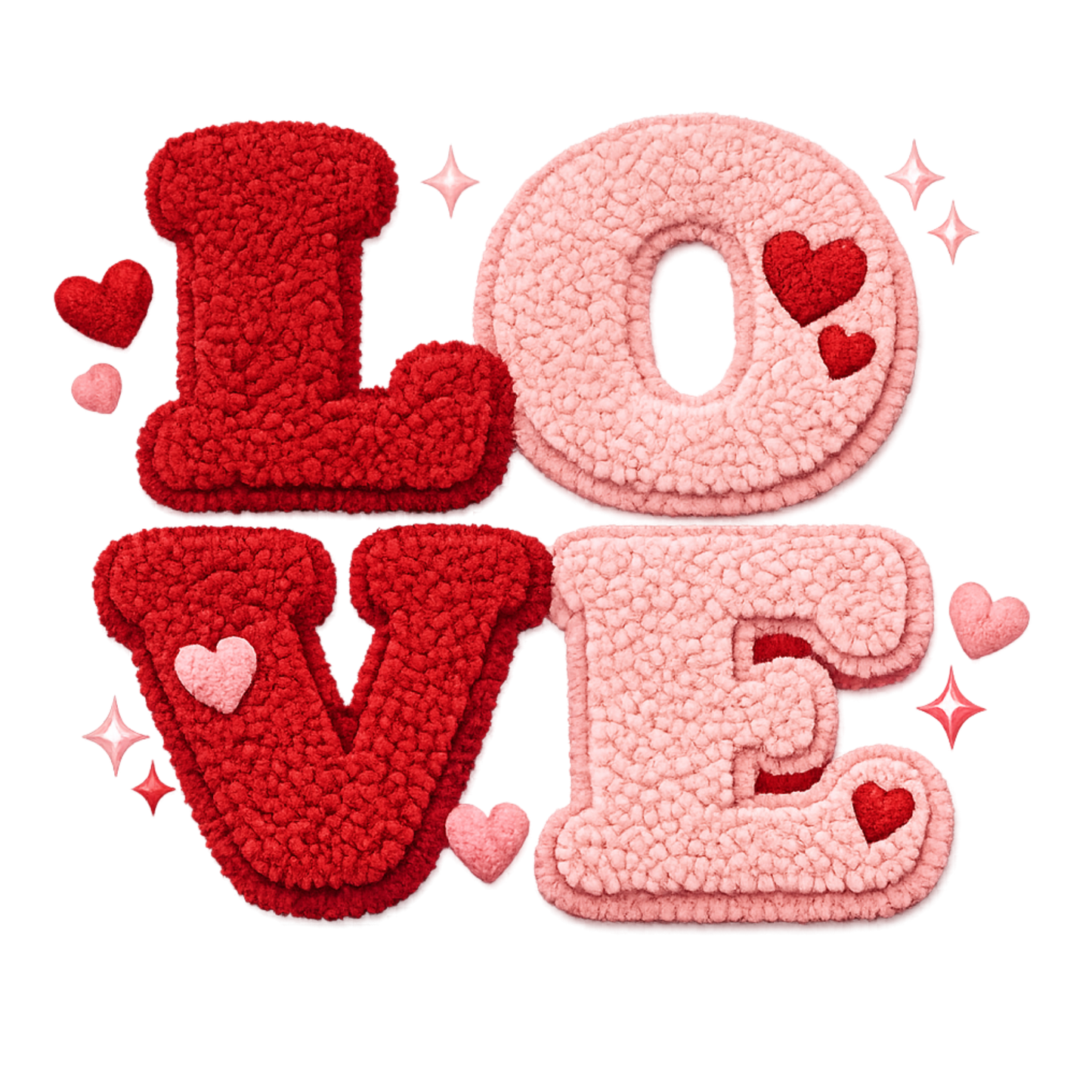 “LOVE” Bundle (Plush / Chenille Embroidery) DTF Transfer